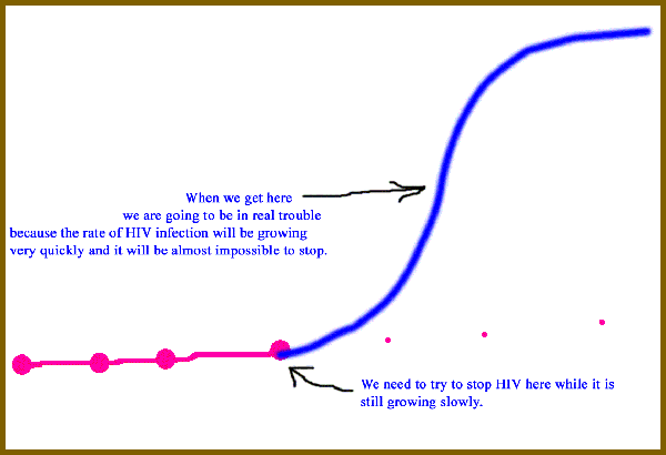 Graph showing how HIV infection rates could soon be very high, like in Africa.